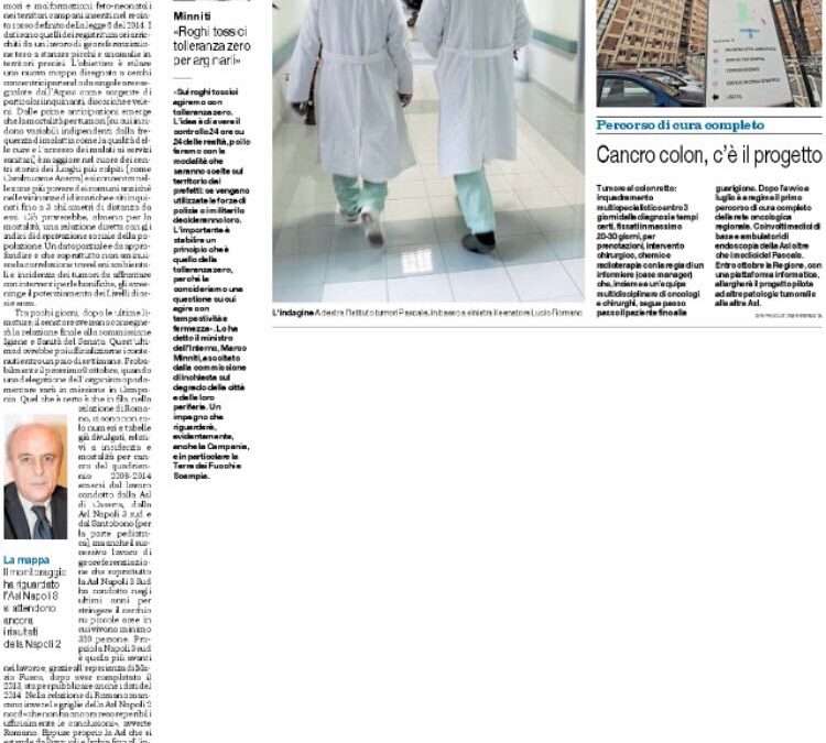 Il Mattino 20.09.2017 | Tumori, mortalità più alta nelle aree disagiate