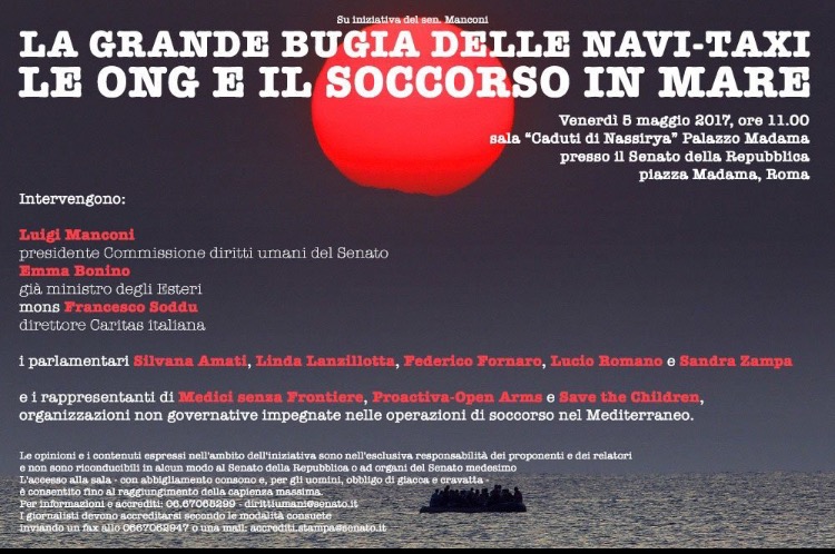Roma 5.05.2017 | ONG. La grande bugia delle navi-taxi
