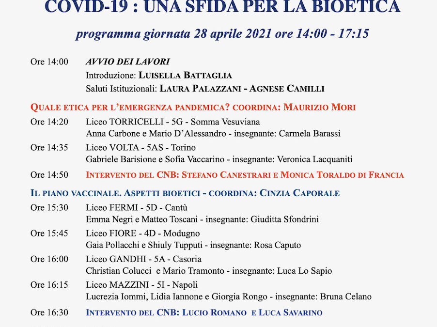 Il piano vaccinale: aspetti bioetici
