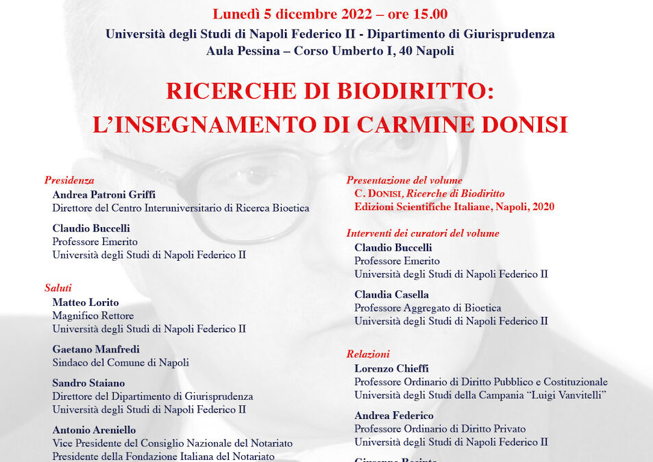 Ricerche di Biodiritto: l’insegnamento di Carmine Donisi