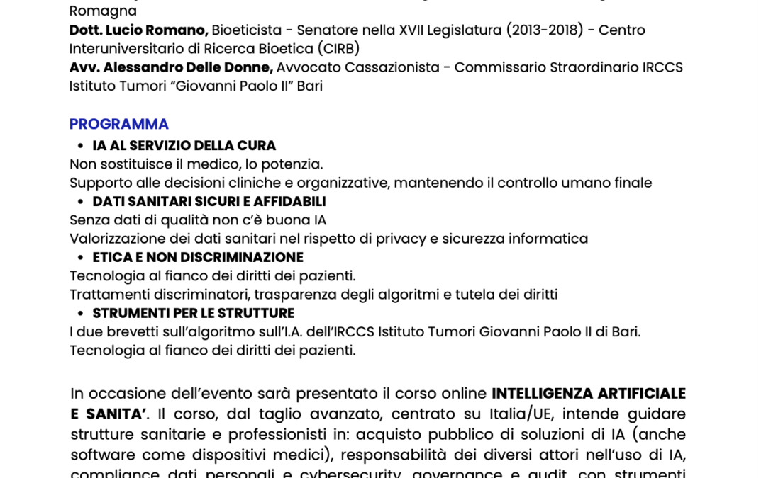 Intelligenza artificiale e sanità